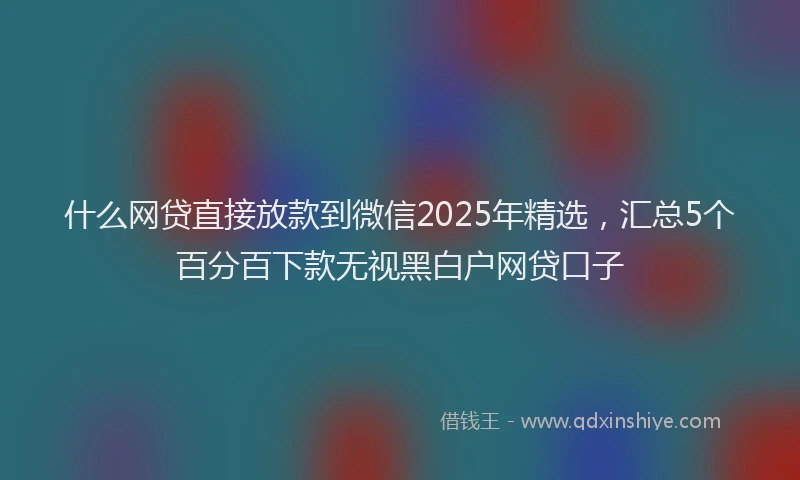 什么网贷直接放款到微信2025年精选，汇总5个百分百下款无视黑白户网贷口子
