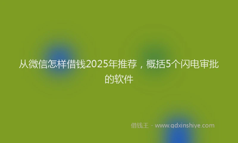 从微信怎样借钱2025年推荐，概括5个闪电审批的软件
