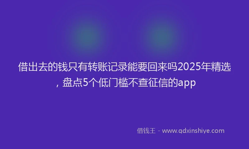 借出去的钱只有转账记录能要回来吗2025年精选，盘点5个低门槛不查征信的app