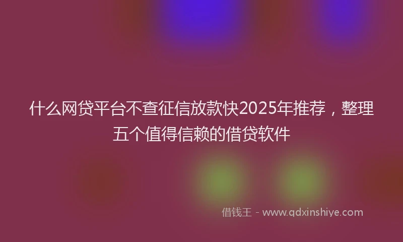 什么网贷平台不查征信放款快2025年推荐，整理五个值得信赖的借贷软件