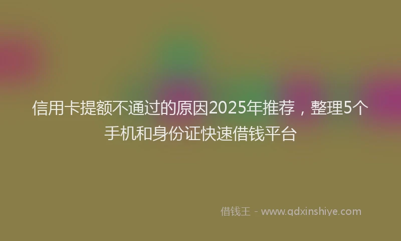 信用卡提额不通过的原因2025年推荐，整理5个手机和身份证快速借钱平台