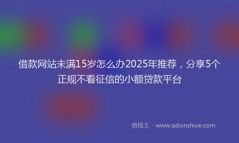 借款网站未满15岁怎么办2025年推荐，分享5个正规不看征信的小额贷款平台