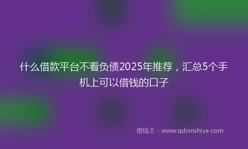 什么借款平台不看负债2025年推荐，汇总5个手机上可以借钱的口子