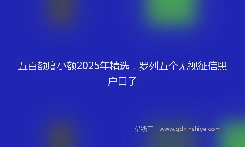 五百额度小额2025年精选，罗列五个无视征信黑户口子