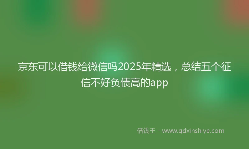 京东可以借钱给微信吗2025年精选，总结五个征信不好负债高的app