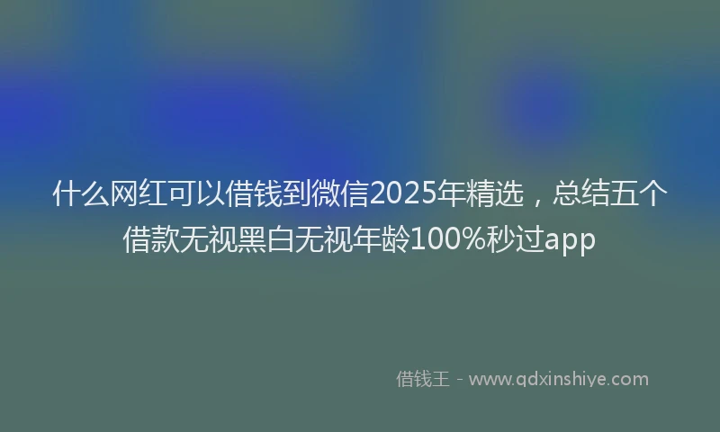 什么网红可以借钱到微信2025年精选，总结五个借款无视黑白无视年龄100%秒过app