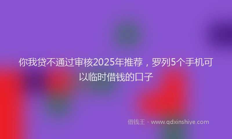 你我贷不通过审核2025年推荐，罗列5个手机可以临时借钱的口子