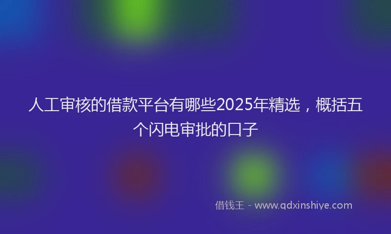 人工审核的借款平台有哪些2025年精选，概括五个闪电审批的口子