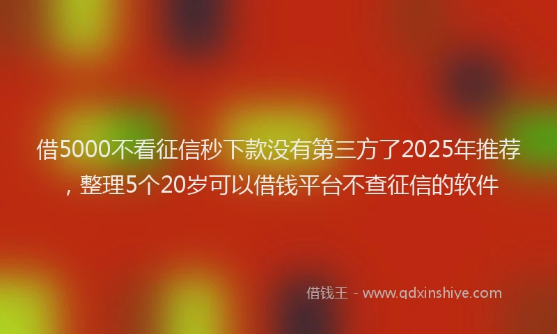借5000不看征信秒下款没有第三方了2025年推荐，整理5个20岁可以借钱平台不查征信的软件