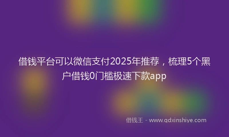 借钱平台可以微信支付2025年推荐，梳理5个黑户借钱0门槛极速下款app