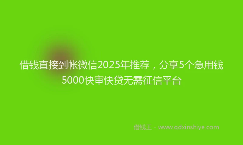借钱直接到帐微信2025年推荐，分享5个急用钱5000快审快贷无需征信平台