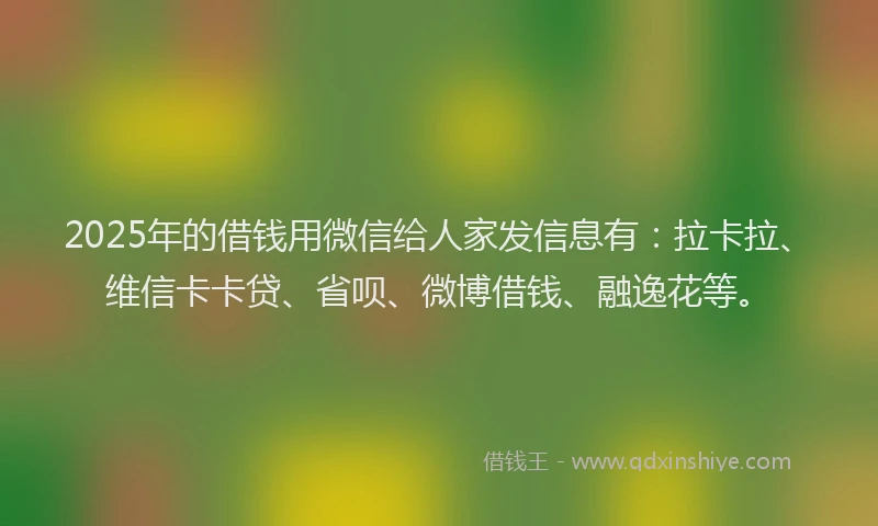 2025年的借钱用微信给人家发信息有：拉卡拉、维信卡卡贷、省呗、微博借钱、融逸花等。