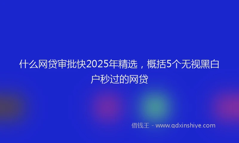 什么网贷审批快2025年精选，概括5个无视黑白户秒过的网贷