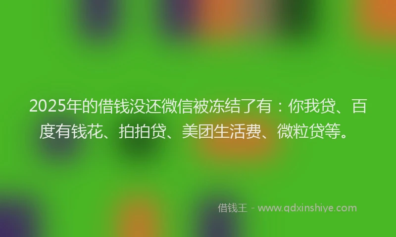 2025年的借钱没还微信被冻结了有：你我贷、百度有钱花、拍拍贷、美团生活费、微粒贷等。