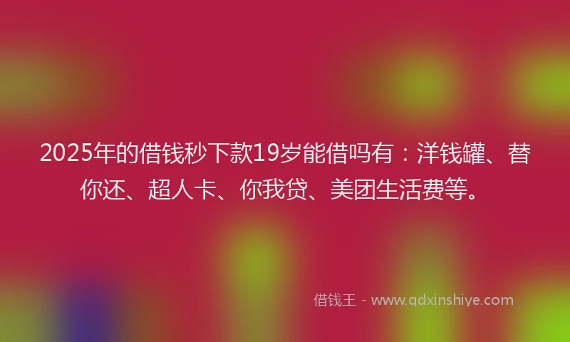 2025年的借钱秒下款19岁能借吗有：洋钱罐、替你还、超人卡、你我贷、美团生活费等。
