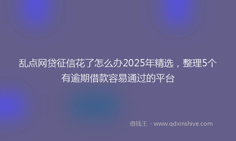乱点网贷征信花了怎么办2025年精选，整理5个有逾期借款容易通过的平台
