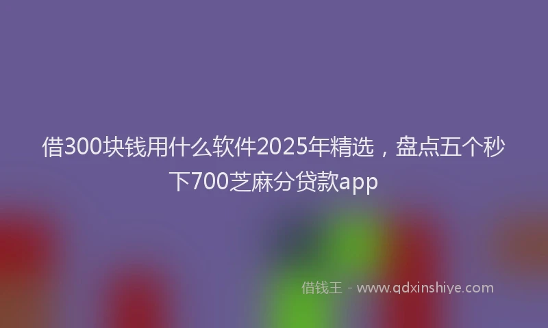 借300块钱用什么软件2025年精选，盘点五个秒下700芝麻分贷款app