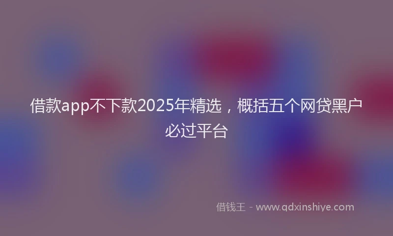 借款app不下款2025年精选，概括五个网贷黑户必过平台
