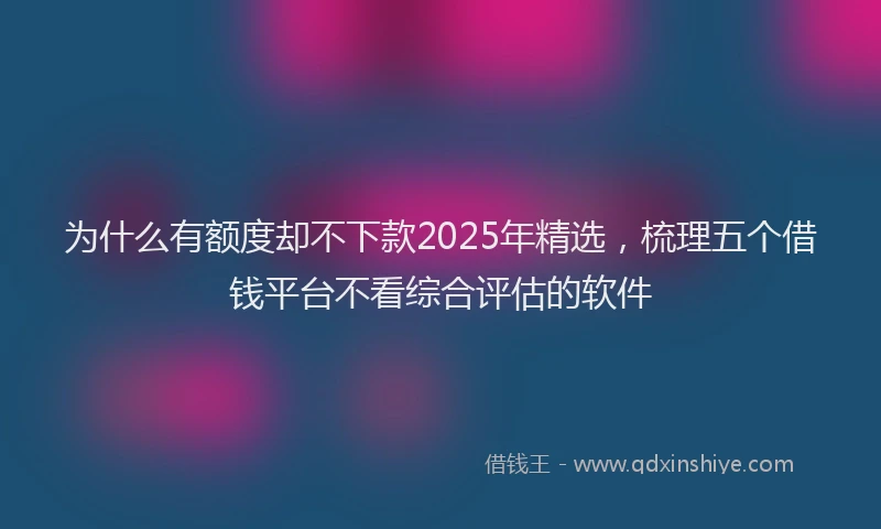 为什么有额度却不下款2025年精选，梳理五个借钱平台不看综合评估的软件