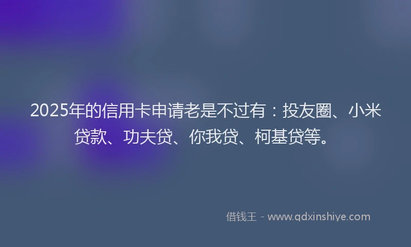 2025年的信用卡申请老是不过有：投友圈、小米贷款、功夫贷、你我贷、柯基贷等。