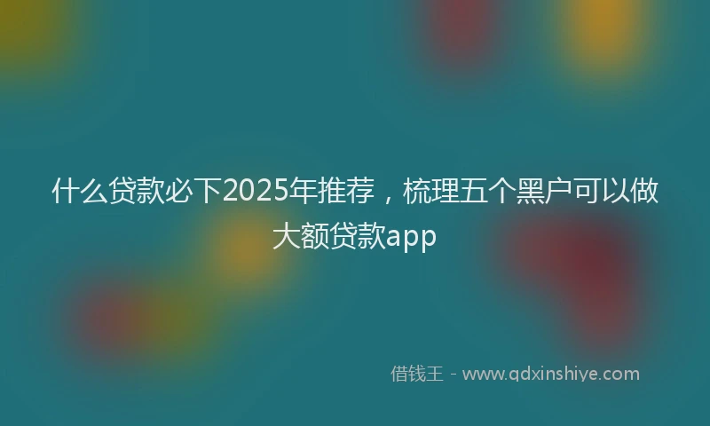 什么贷款必下2025年推荐，梳理五个黑户可以做大额贷款app
