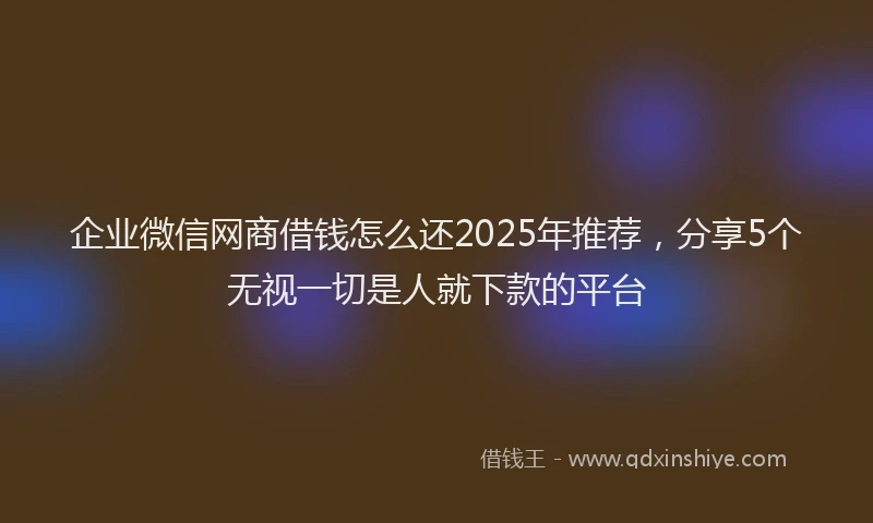 企业微信网商借钱怎么还2025年推荐，分享5个无视一切是人就下款的平台
