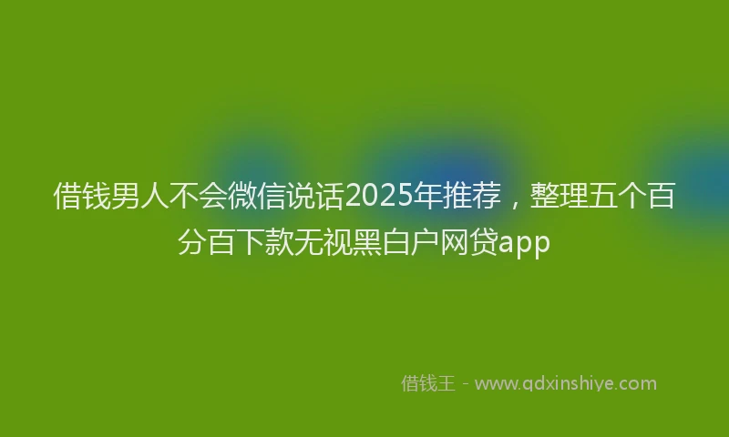 借钱男人不会微信说话2025年推荐，整理五个百分百下款无视黑白户网贷app