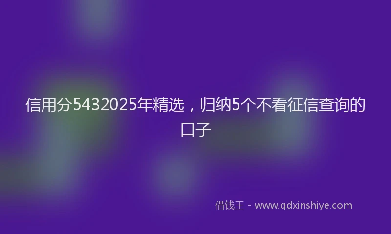 信用分5432025年精选，归纳5个不看征信查询的口子