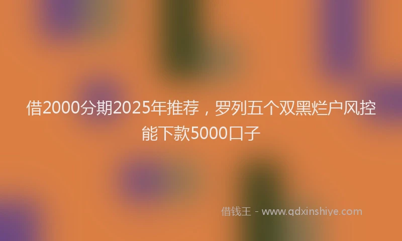 借2000分期2025年推荐，罗列五个双黑烂户风控能下款5000口子