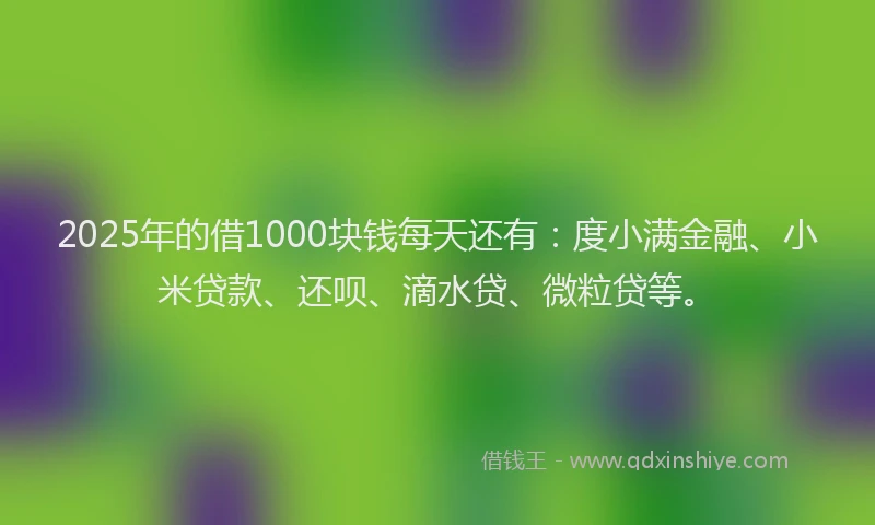 2025年的借1000块钱每天还有：度小满金融、小米贷款、还呗、滴水贷、微粒贷等。