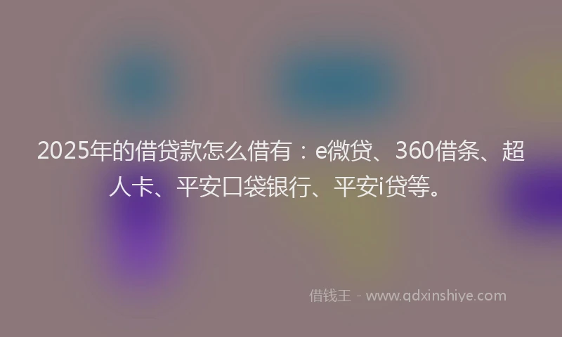 2025年的借贷款怎么借有：e微贷、360借条、超人卡、平安口袋银行、平安i贷等。