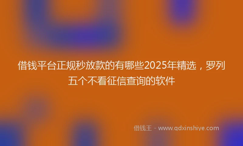 借钱平台正规秒放款的有哪些2025年精选，罗列五个不看征信查询的软件