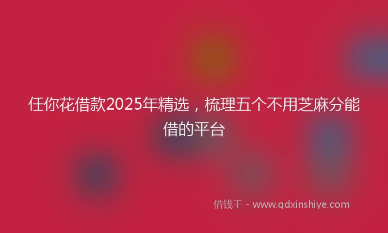 任你花借款2025年精选，梳理五个不用芝麻分能借的平台