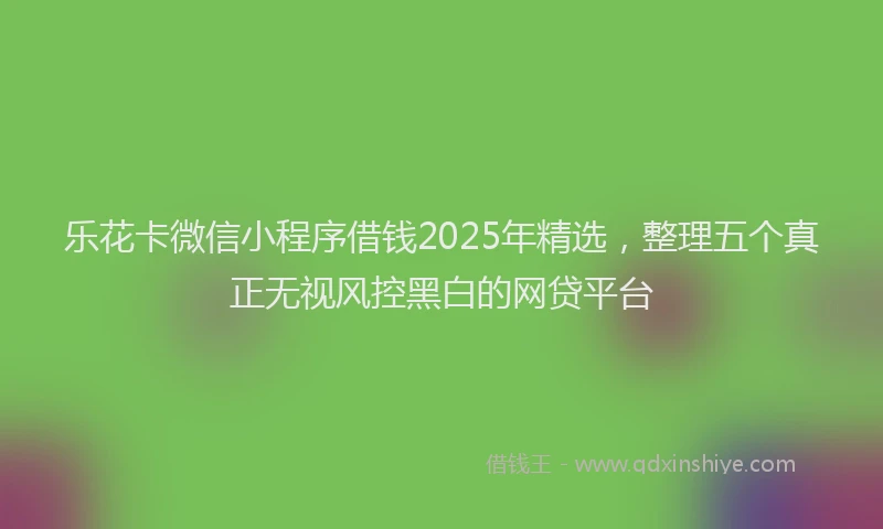 乐花卡微信小程序借钱2025年精选，整理五个真正无视风控黑白的网贷平台