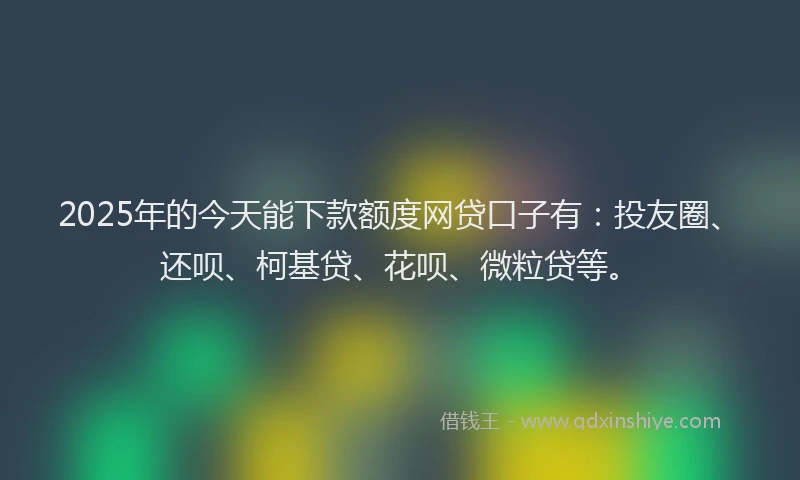 2025年的今天能下款额度网贷口子有：投友圈、还呗、柯基贷、花呗、微粒贷等。