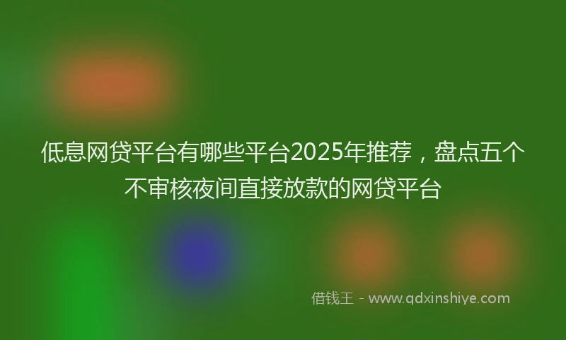 低息网贷平台有哪些平台2025年推荐，盘点五个不审核夜间直接放款的网贷平台