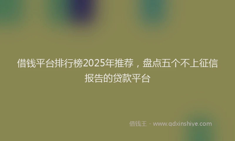 借钱平台排行榜2025年推荐，盘点五个不上征信报告的贷款平台