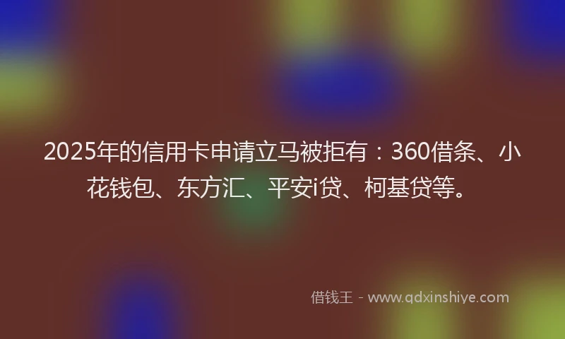 2025年的信用卡申请立马被拒有：360借条、小花钱包、东方汇、平安i贷、柯基贷等。