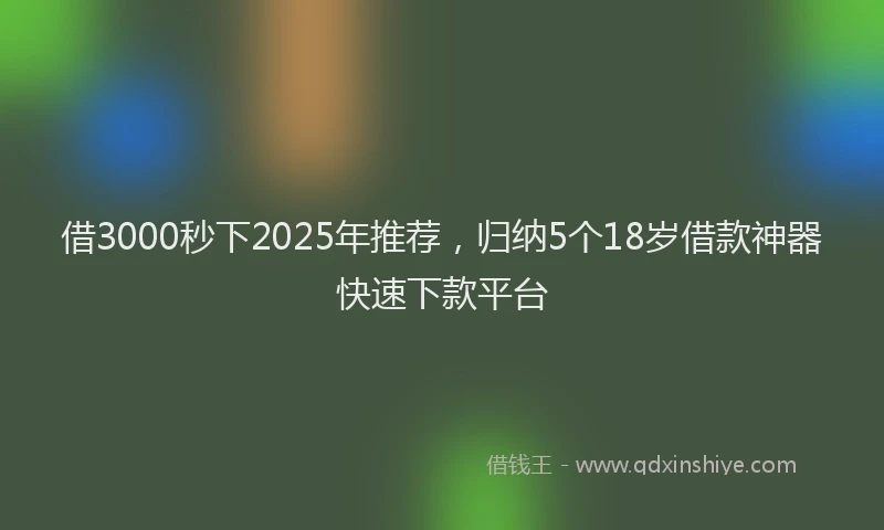 借3000秒下2025年推荐，归纳5个18岁借款神器快速下款平台