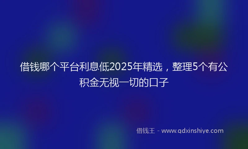借钱哪个平台利息低2025年精选，整理5个有公积金无视一切的口子