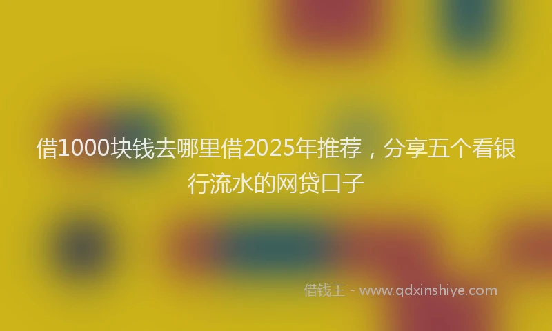借1000块钱去哪里借2025年推荐，分享五个看银行流水的网贷口子