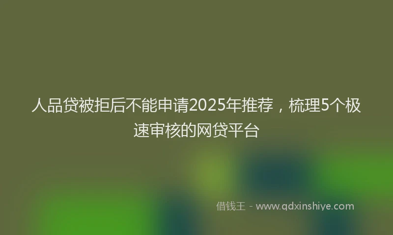 人品贷被拒后不能申请2025年推荐，梳理5个极速审核的网贷平台