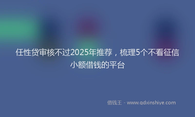 任性贷审核不过2025年推荐，梳理5个不看征信小额借钱的平台