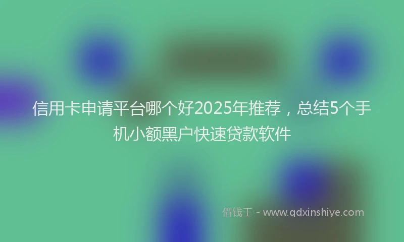 信用卡申请平台哪个好2025年推荐，总结5个手机小额黑户快速贷款软件