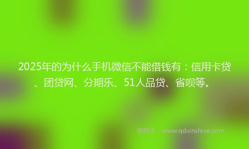 2025年的为什么手机微信不能借钱有：信用卡贷、团贷网、分期乐、51人品贷、省呗等。