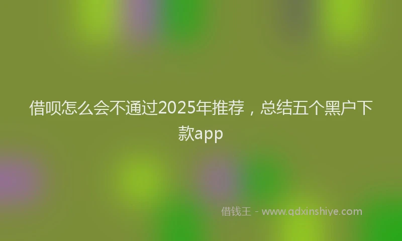 借呗怎么会不通过2025年推荐，总结五个黑户下款app