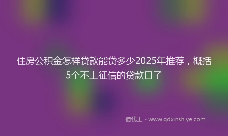 住房公积金怎样贷款能贷多少2025年推荐，概括5个不上征信的贷款口子