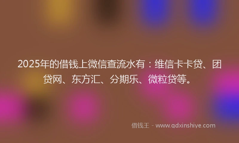 2025年的借钱上微信查流水有：维信卡卡贷、团贷网、东方汇、分期乐、微粒贷等。