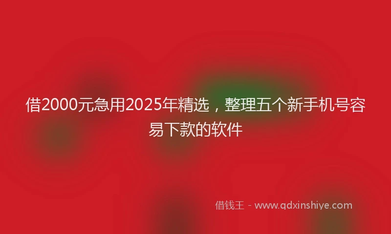借2000元急用2025年精选，整理五个新手机号容易下款的软件