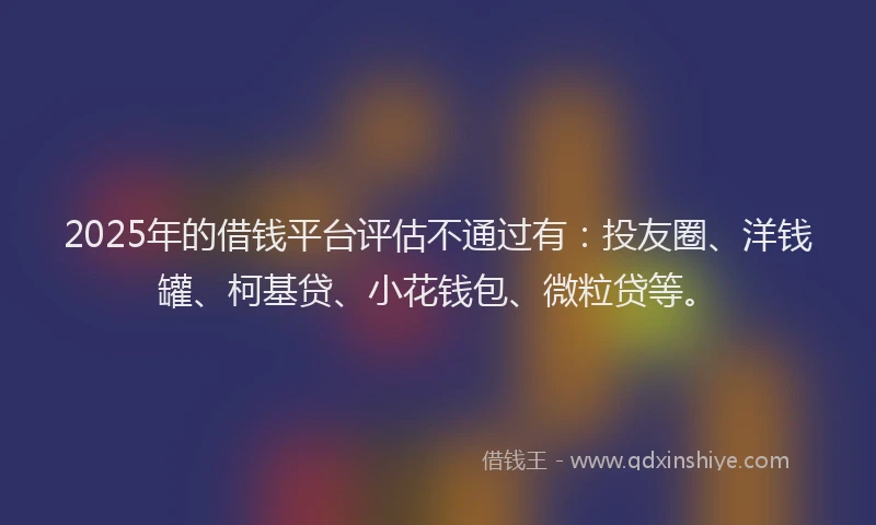 2025年的借钱平台评估不通过有：投友圈、洋钱罐、柯基贷、小花钱包、微粒贷等。